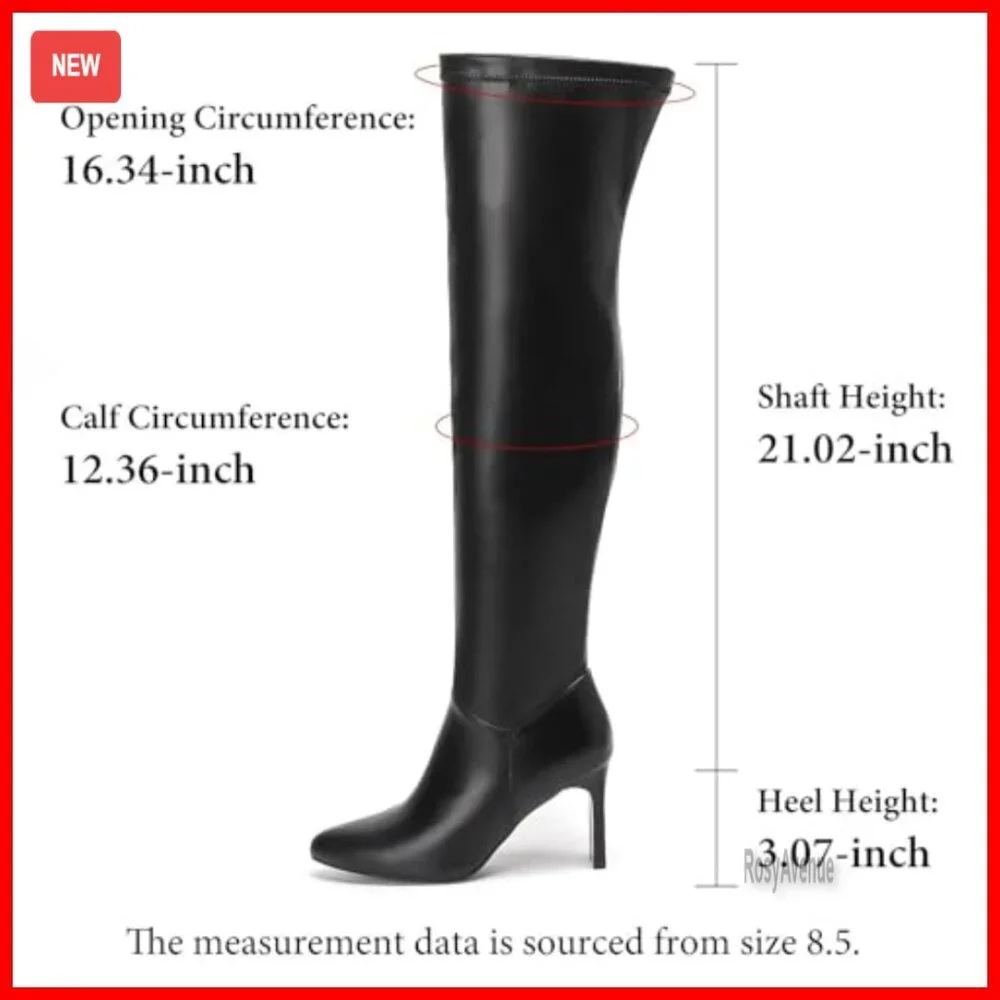 Pointed Toe Over The Knee Boots with Chunky Heel for Party Date